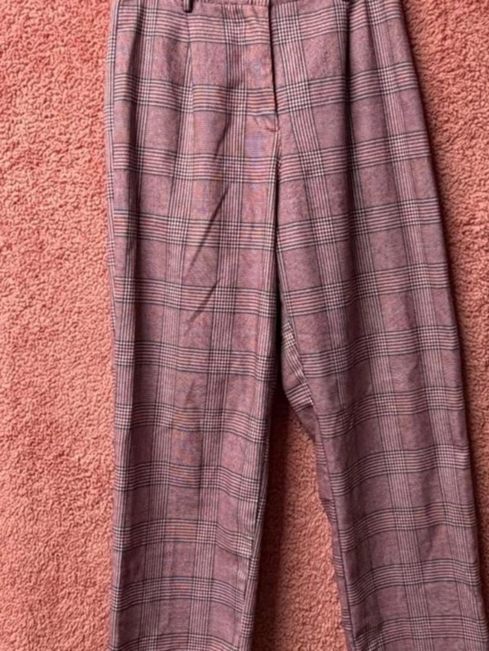 John Galt burgundy plaid trousers